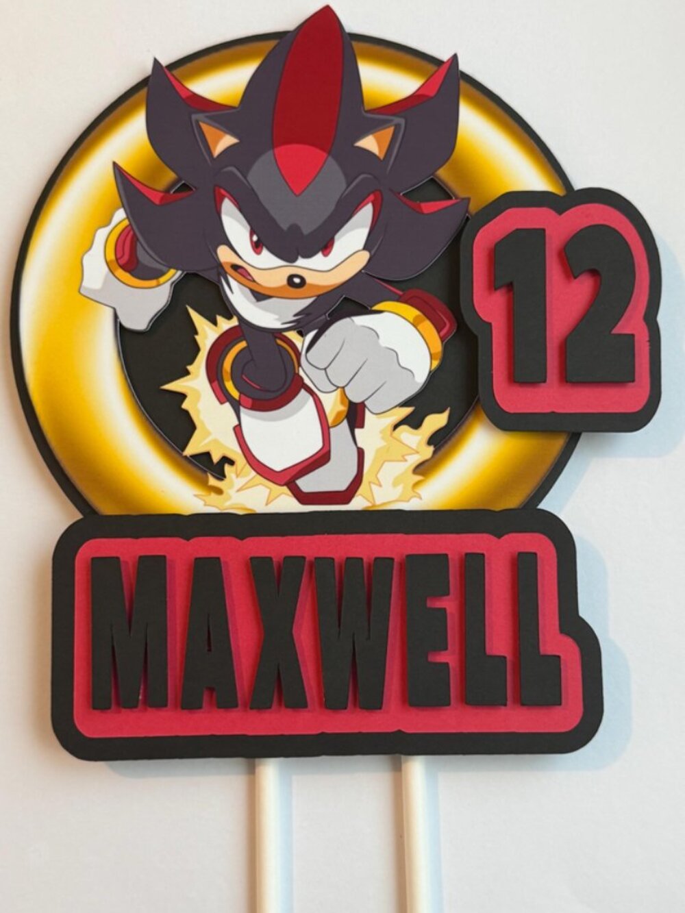 Shadow the Hedgehog Theme Customizable Cake Topper